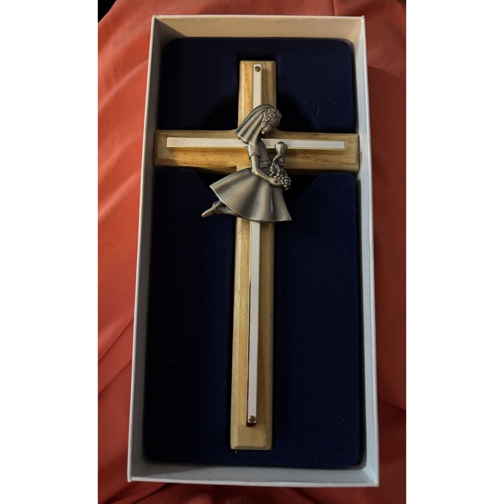 New In Box First Communion Religious Wood 8” Wall Cross Christian Catholic Gift